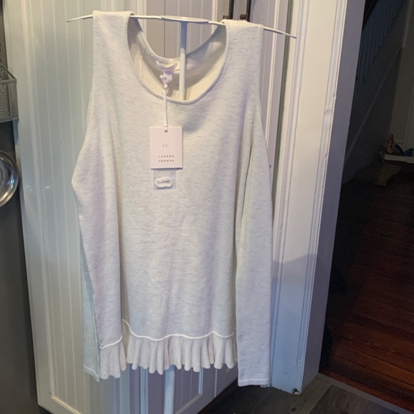 Lauren Conrad cold shoulder ruffle back sweater. Net . Retail 44 - Picture 2 of 8
